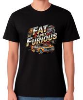 Fat And Furious T-Shirt Funny Car Racing Fast Movie Parody Graphic Tee S įvairiaspalvis