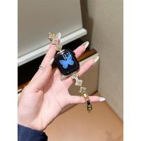 Colorful Diamond Four-Leaf Clover Strap for Apple Watch S11, Huawei GT6, Xiaomi 9Pro Huawei Band 11/11 Pro auksas
