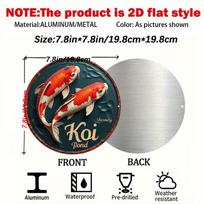 2D Metal Koi Pond Feng Shui Zen Wall Art Aluminum Decor for Home Garden