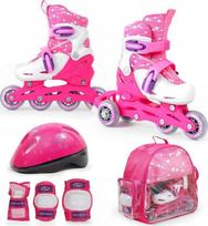 Dziecięce Wrotko-Rolki Koła Led 2W1 Wrotki Kask+Ochraniacze+Plecak R 30-33