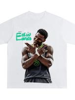 Stilingi balti medvilniniai marškinėliai su Anthony Edwardso Minesotos Timberwolves parašo šventės poza ir grafiti stiliaus moteriški ir vyriški marškinėliai 4XL black