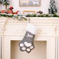 Cute Cartoon Cat Paw Christmas Stocking Colorful Plush Decor For Kids Holiday Spirit
