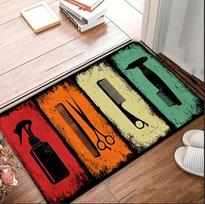 Vintage Barber Shop Floor Mat with Hair Cutting Tools and  BARBER SHOP  Logo for Salon Living Room Bedroom Vintage Design Carpet 50X80cm