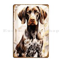 DORA Tin Sign German Shorthaired Pointer Illustration Metal Sign Retro Garage Wall Mural Cinema Designer Tin Sign Poster 20x30cm（7.8x11.8inch）