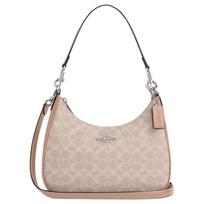 COACH Teri 29 Logo Zip Closure Coated Canvas Crossbody Shoulder Bag Large Women's Sand ruda