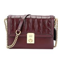 COACH Hutton 22 Flap Closure Leather Shoulder Bag Crossbody Bag Small Women's Burgundy raudona