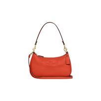 COACH Teri 25 Removable Shoulder Strap with Zipper Pebbled Leather Underarm Bag Handy Crossbody Shoulder Bag Women's Orange raudona