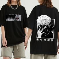Japanese Hot Anime Kaneki Ken Tokyo Ghoul Eyes T Shirt Unisex Cool Manga Graphic Tees Fashion T Shirts Summer 90S Tops Oversize T-Shirt L