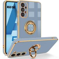 Case for Samsung Galaxy A53 5G, Liquid Silicone Shockproof Protective Case, 360° Rotating Ring Holder Design - Blue mėlyna