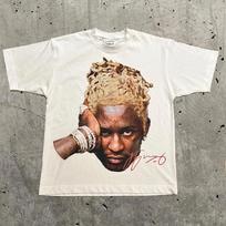 High Street Retro Trend Portrait Monogram Print Short Sleeve T-shirt for Men Y2k Goth Harajuku Hip Hop Couple Casual Loose Shirt S