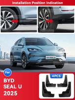 BYD SEAL U 205 purvasaugiai, apsaugos nuo purslų, priekiniai ir galiniai purvasaugiai, stiliaus detalės, purvasaugių priedai gray