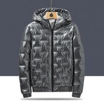 Men's Mid-length Cotton Jacket Coat Farewell Down Jacket Plus Velvet Thick Coat XXL sidabro pilka spalva