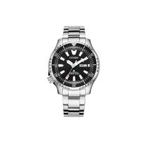 Citizen Eco-Drive serijos Pufferfish Nardytojų 200M atsparūs vandeniui Mechaninis judėjimas Nerūdijančio plieno apyrankė 44mm Juodas ciferblatas Unisex laikrodžiai NY0130-83E Regular Watch Box,Black Dial