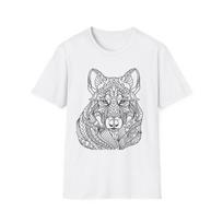 Color your own shirt Intricate Wolf Zentangle T-Shirt | Mandala Animal Line Art L