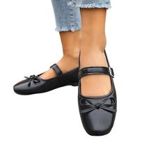 Girls Mary Jane Flats Adjustable Buckle Strap Square Toe Ballet Shoes Lightweight Comfortable Casual Footwear for Daily Wear 37 juoda