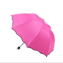 Thickened Bloom in Water Sun Umbrella UV Protection Manual Women's Parasol Black Glue 8 Ribs Folding Rain Umbrella Rain (Rose Red,iron&8K) rožinė raudona spalva
