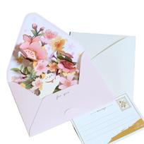 3D Flower Pop-up Greeting Cards Hot Stamped Postcard Valentine's Day Greeting Cards with Envelope Thank You Letter Thanksgiving