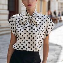 Short sleeve oversized vintage Polka Dot casual loose summer tee t shirt women t-shirt woman tshirt tops S balta