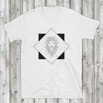 Geometric Line Art Lion T Shirt Casual Crew Neck for  vintage Washed Stylish Top For Everyday Wear Slightly Stretched S įvairiaspalvis