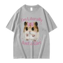 Im Really Just A Girl Cute Sad Hamster Funny Expression Pack Tshirt Womens Casual Fashion Tshirt Cute Clothing Graphic Y2K S