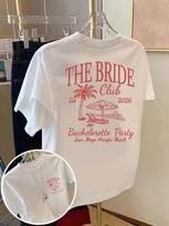 The Bride Club Bachelorette Party Print Tshirt Crew Neck Short Sleeve San Diego Beach Graphic Tee Summer Wedding Street Outfit S