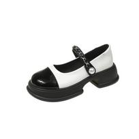 Fashionable and Comfortable Thick Bottom Mary Jane Shoes Women's Shoes Spring and Summer Shallow Mouth Single Shoes Loafers 35 smėlis