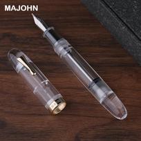 MAJOHN C4 Fully Transparent Big Size Fountain Pen Eyedropper Filling Ink Writing Gift Pen PK JINHAO Stationery School Supplies (Clear,EF Only Pen) gryna