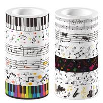 Music Washi Tape Set 12 Rolls, Musical Note Masking Tapes Guitar Piano Keys Decorative Paper Stickers Decorative Tape A3024 white