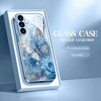 blue Butterfly Hot-selling Exquisite Beautiful  PhoneCase Glass PhoneCase for Samsung Galaxy S26 S25 S24 S23 S22 FE Ultra Plus For Galaxy S26