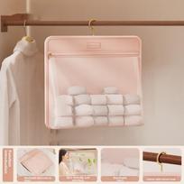 Foldable Underwear Storage Bag Breathable with Zipper Multi-layer Socks Hanging Bag with Hanger Large Capacity Closet Organizer