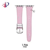 Star Pendant Leather Strap for Apple Watch Series 11/10/9/8/7/Ultra/SE 38/40/41mm rožinė
