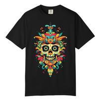 Colorful Skull Mask Abstract Art TShirts, Comfort Colors, Unisex Streetwear Tee S įvairiaspalvis