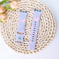 Compatible Silicone Strap for Apple Watch 10/9/8/7, Heart Laser Engraved Design 42mm rožinė/mėlyna