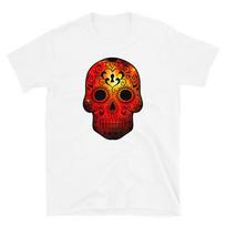 Skull Trippy Hippie Red Fire T-Shirt S įvairiaspalvis