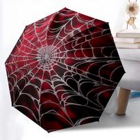 Red Black Spider Web Print Umbrella, Foldable Windproof Sun Rain Umbrella