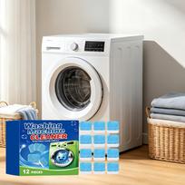 Washing Machine Cleaner Tablets 12 Pieces Effective Cleaning Formula Removes Residue and Odors Safe for All Washing Machines One Size mėlyna