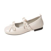 Mary Jane Shoes Female Thick Heeled Single Shoes One Word Belt High Heels Middle Heel Pink Retro Fairy Shoes Temperament 35 smėlis