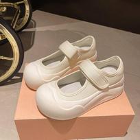 Elegant Temperament Mary Jane Women's Shoes Ugly Big Head Thick Bottom Velcro Small White Shoes Board Shoes 35
