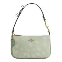 COACH Nolita 19 brand letter charm leather mahjong bag hand shoulder bag women's light green žalia