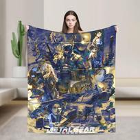Metal Gear Solid 2 Blue Poster Game Flannel Blanket  Super Warm Throw Blanket for Home Decor Travel Bedspread Sofa Bed Cover 75x90cm