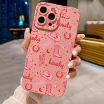 Moterų kaubojiška skrybėlė ir batai Rožinis kaubojės raštas Telefono dėklas iPhone 17 16 15 14 13 12 11 Pro Max XS XR 7 8 Plus 16E 17Air Dangtelis iPhone17 Pro Max
