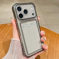 For iPhone 17 Air Case Clear TPU Silicone Card Holder Phone Cover For iPhone 17 Pro Max 13 14 12 11 16E Funda iPhone 16 Pro Max iPhone17 pilka spalva