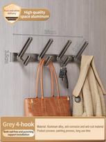 Pas de perceuse mis à niveau les grands crochets supérieurs et inférieurs crochet mural crochets de porte cintres suspendus pour crochet de cuisine Grey 4 hook