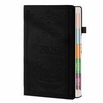 English 2026 Schedule Planner Notepad Textured PU Wear-resistant A5 Agenda Planning Notebook Bookmark Simple Diary Writing Pads juoda