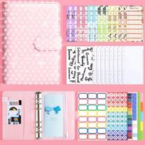 Rainstone Patterned Cover Money Saving Binder Compact PU Leather Savings Challenges Book A6 6-Ring Mini Budget Binder rožinė