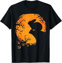 Funny Rabbit Halloween Moon Silhouette Spooky Bunny Lover T-Shirt S įvairiaspalvis