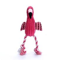 Plush Flamingo Dog Toy with Squeaker Durable Cord Rope Legs for Chewing and Interactive Play Suitable for Medium and Large Dogs one size