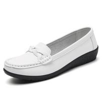 Women Shoes Soft Leather Women'S Loafer Flats Slip On Casual Shoes Flat Shoes Women White Footwear  De Mujer 35
