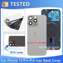 Glass Battery Cover For iPhone 15 Pro Max Rear Door Housing Panel Camera Lens Parts For iPhone 15 Pro Battery Cover 15Pro Black
