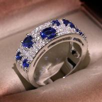S copper Ring Newest For Women Gorgeous Blue Nano CZ Genuine Sparkling Jewelry Gift Wedding Party 6